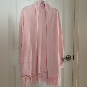 Lilly Pulitzer Light Pink Tatum Open Front Cardigan Sweater
